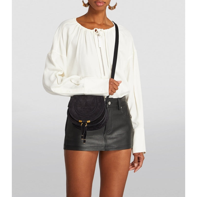 Bolsa Crossbody Small Suede Marcie Saddle