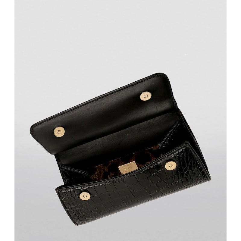 Bolsa Handle Croc-Embossed Calfskin