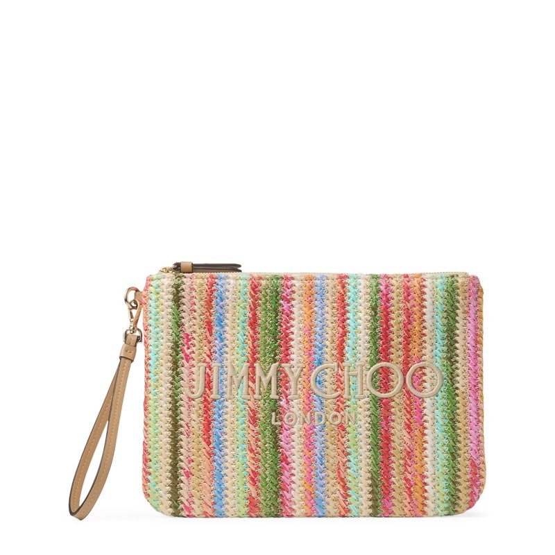 Bolsa Clutch Raffia Striped Zip-Up - Mercado de Luxo - O Maior E-Commerce de Bens, Produtos e Serviços de Luxo do Brasil.