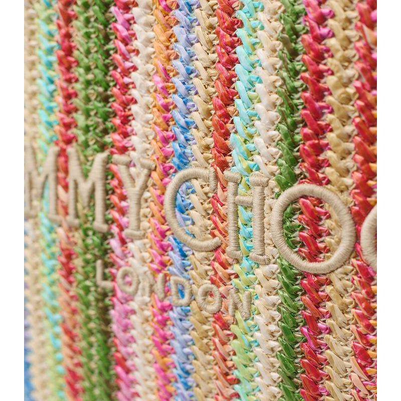 Bolsa Clutch Raffia Striped Zip-Up