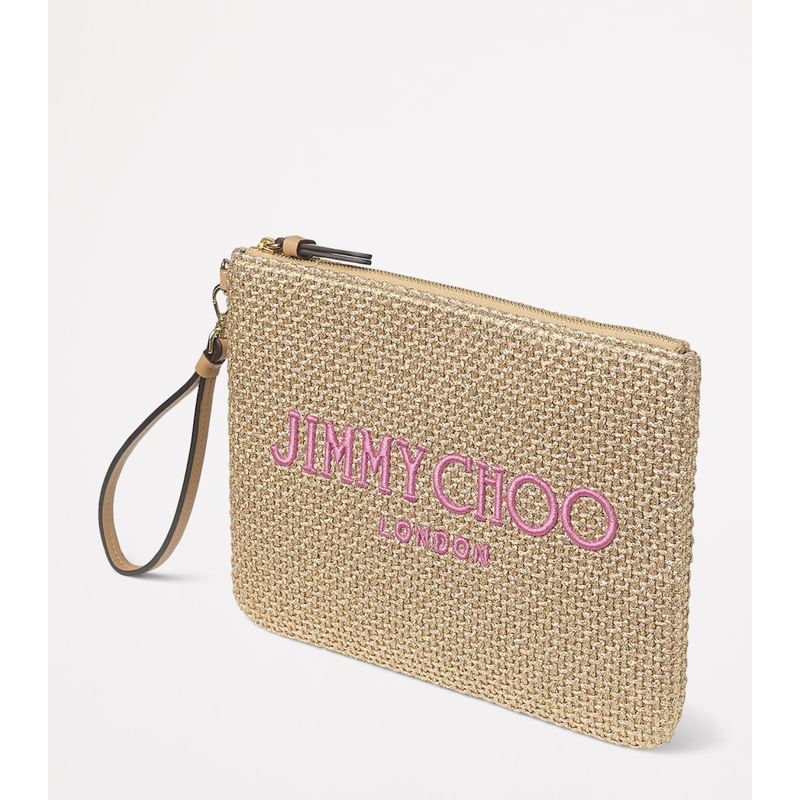 Bolsa Clutch Raffia Zip-Up