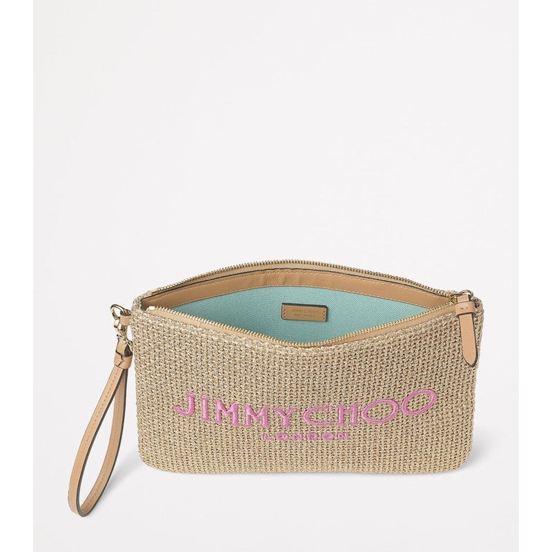 Bolsa Clutch Raffia Zip-Up