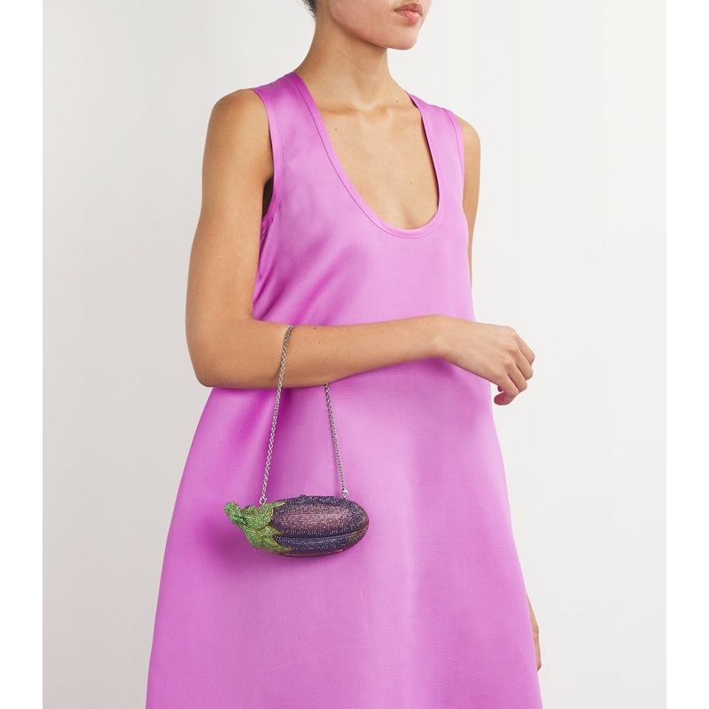 Bolsa Clutch Embellished Eggplant