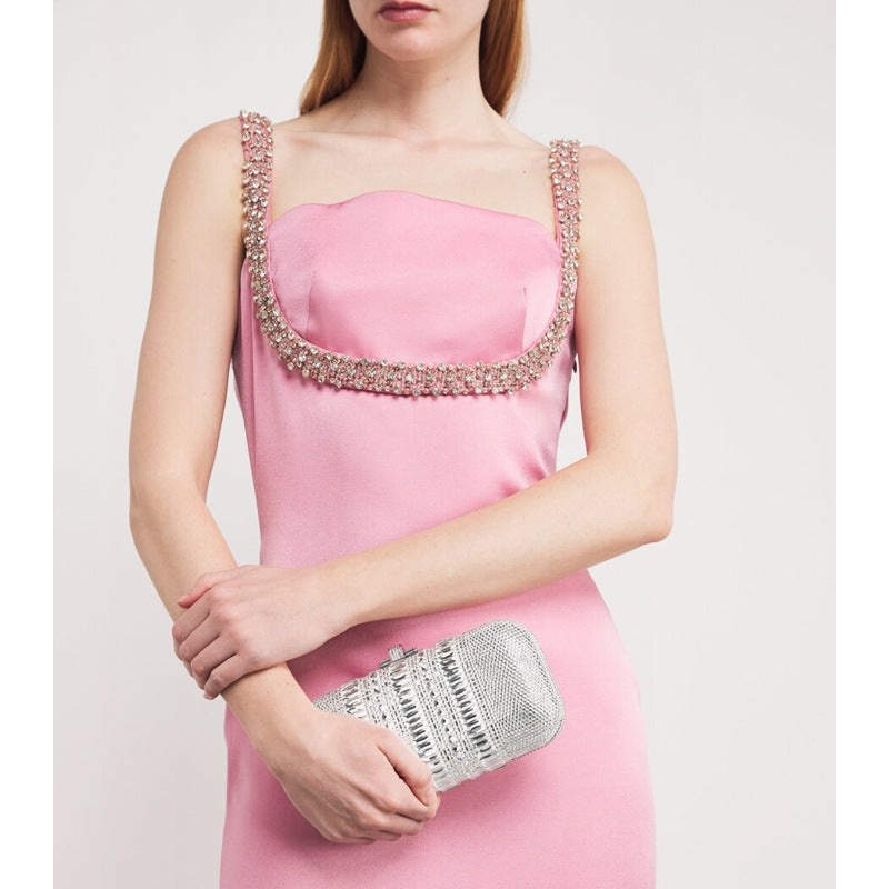 Bolsa Clutch Crystal-Embellished Long Slide