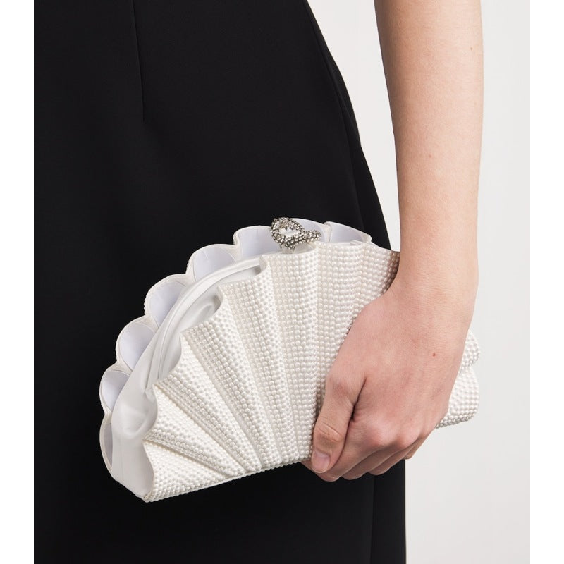 Bolsa Clutch Satin Pearlised Origami Fan