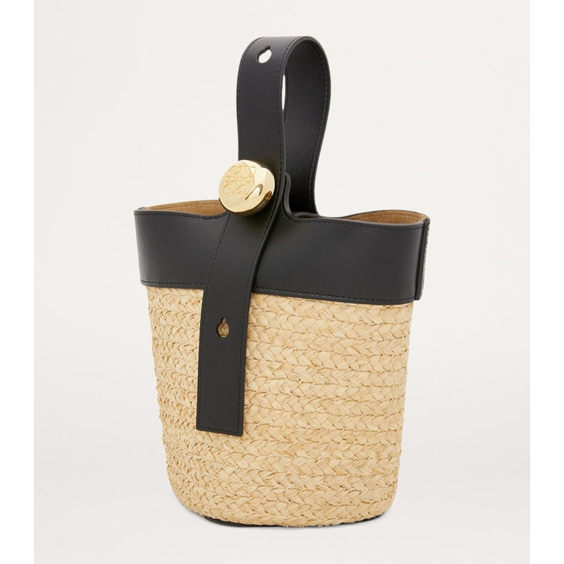 Bolsa Bucket Mini Raffia Pebble