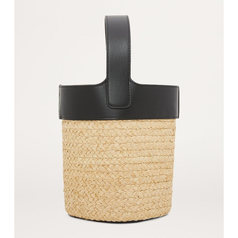 Bolsa Bucket Mini Raffia Pebble