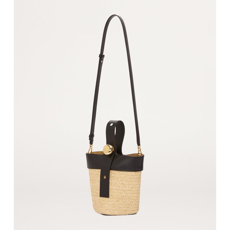 Bolsa Bucket Mini Raffia Pebble