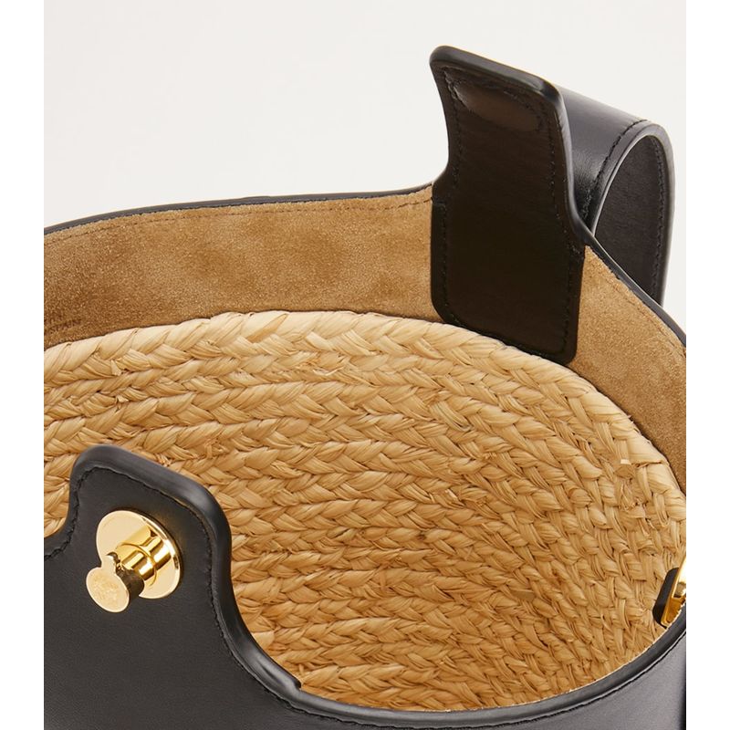 Bolsa Bucket Mini Raffia Pebble