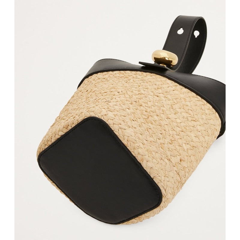 Bolsa Bucket Mini Raffia Pebble