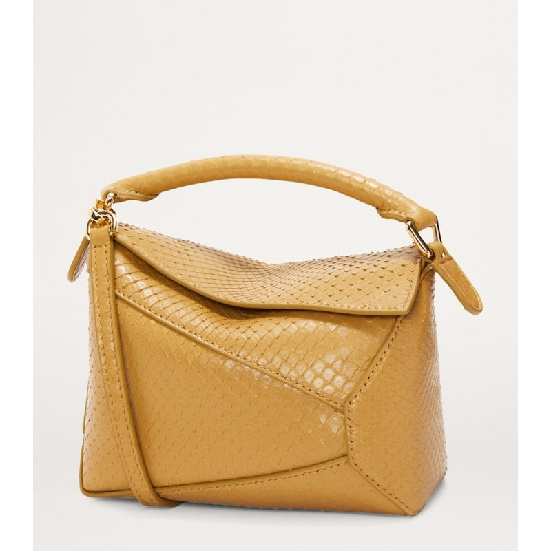 Bolsa Handle Mini Snakeskin Puzzle Edge