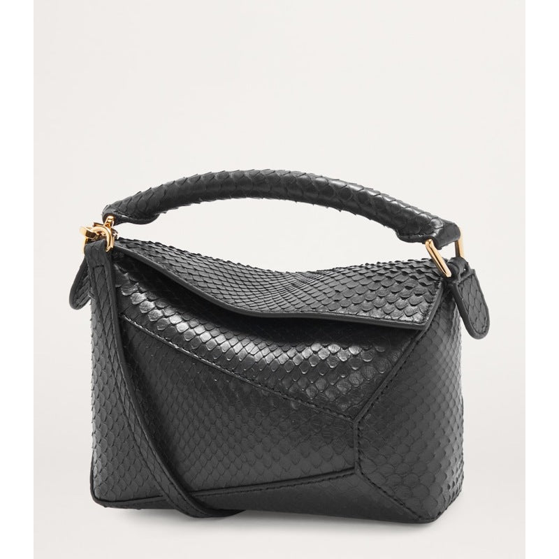 Bolsa Handle Mini Snakeskin Puzzle Edge