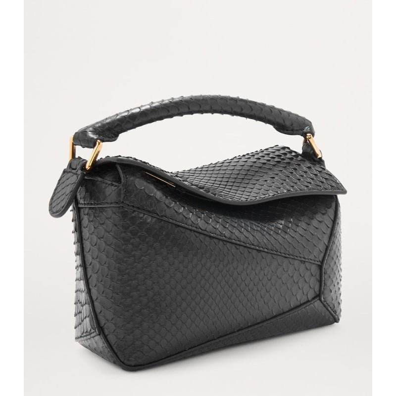 Bolsa Handle Mini Snakeskin Puzzle Edge