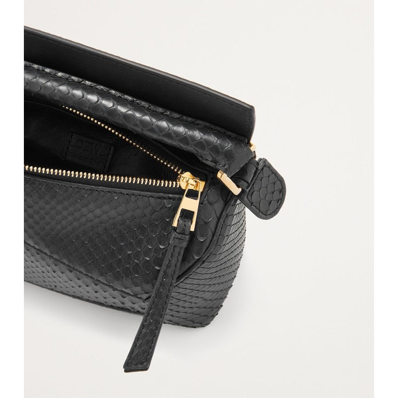 Bolsa Handle Mini Snakeskin Puzzle Edge