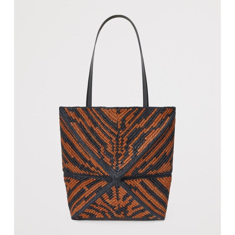 Bolsa Tote Collab x Paula's Ibiza Medium Raffia Tiger Puzzle