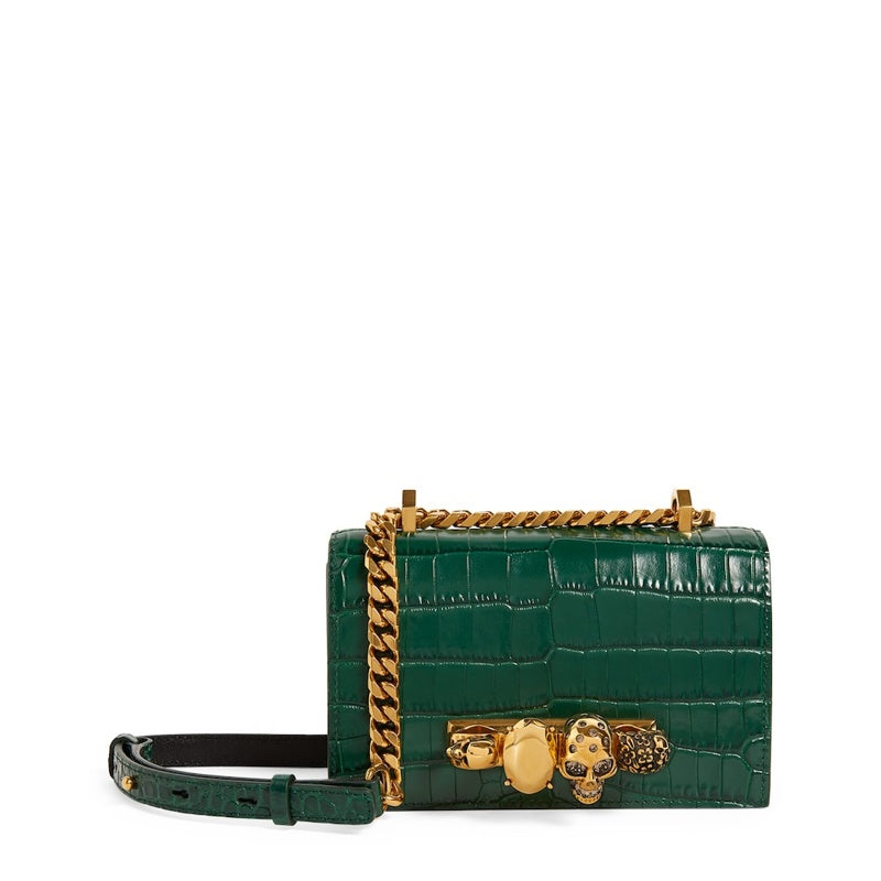 Bolsa Handle Small Croc-Embossed Jewelled Satchel - Mercado de Luxo - O Maior E-Commerce de Bens, Produtos e Serviços de Luxo do Brasil.
