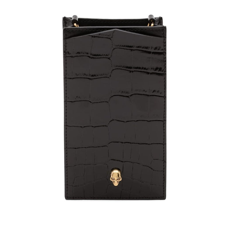 Bolsa Wallet Skull-embellished croc-embossed phone case - Mercado de Luxo - O Maior E-Commerce de Bens, Produtos e Serviços de Luxo do Brasil.