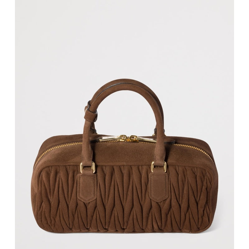 Bolsa Handle Matelassé Suede Arcadie