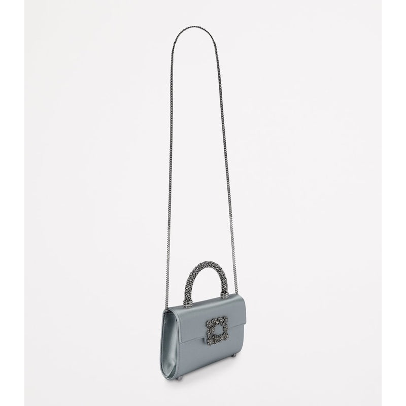 Bolsa Handle Mini Satin Strass
