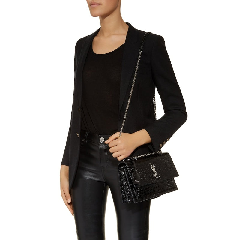 Bolsa Shoulder Medium Sunset Croc-Embossed