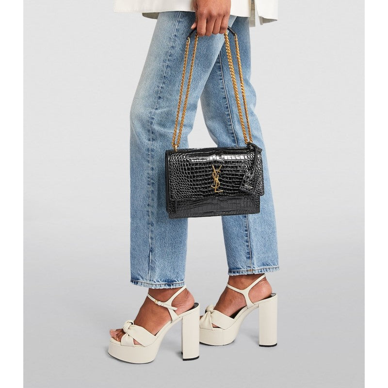 Bolsa Shoulder Medium Sunset Croc-Embossed