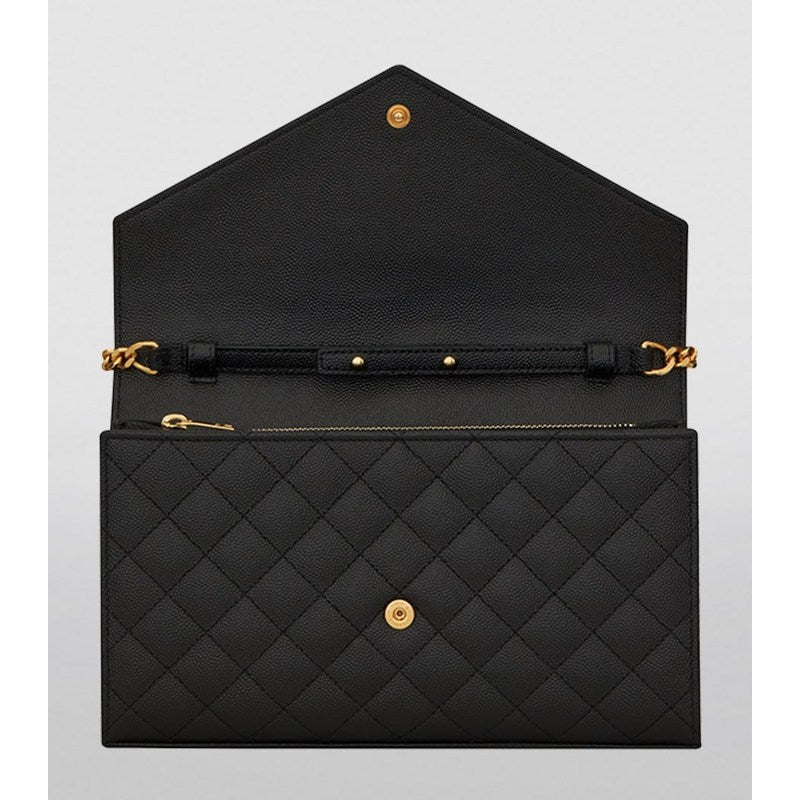 Bolsa Wallet Monogram Saint Laurent Mix Matelassé Chain