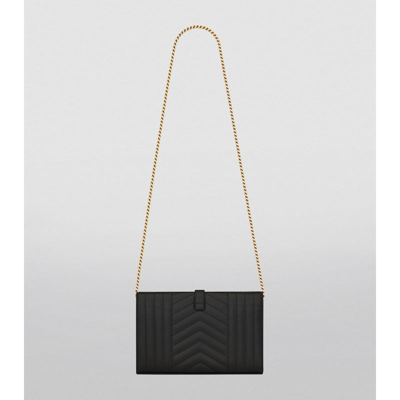 Bolsa Wallet Monogram Saint Laurent Mix Matelassé Chain