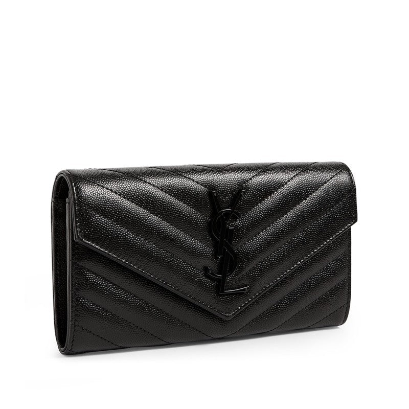 Bolsa Wallet Monogram Saint Laurent Matelassé Large Flap
