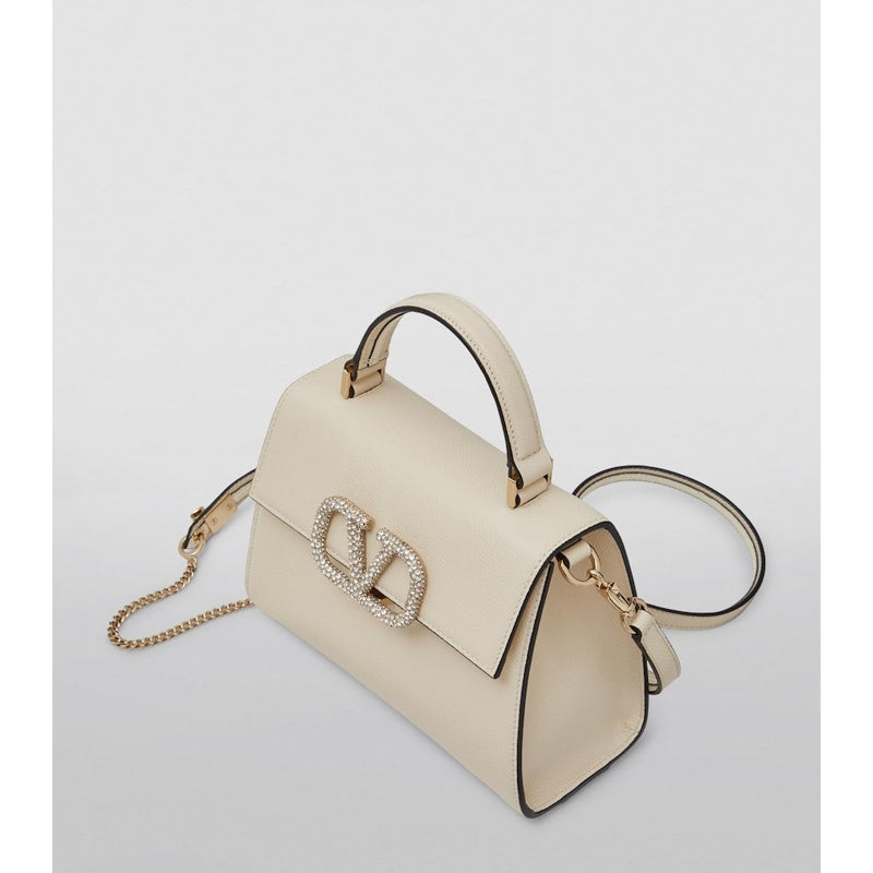 Bolsa Handle Small Calfskin Logo-Embellished