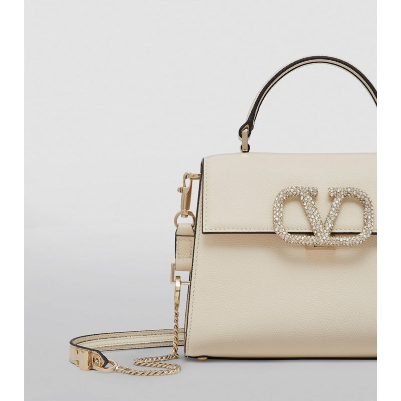 Bolsa Handle Small Calfskin Logo-Embellished