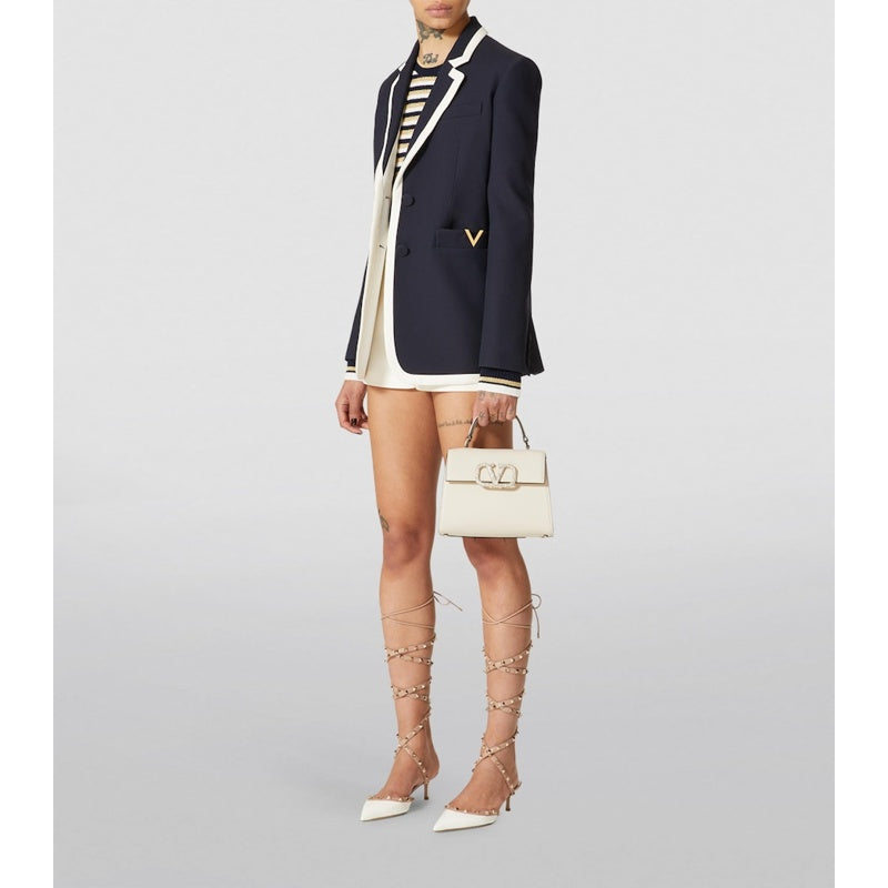 Bolsa Handle Small Calfskin Logo-Embellished