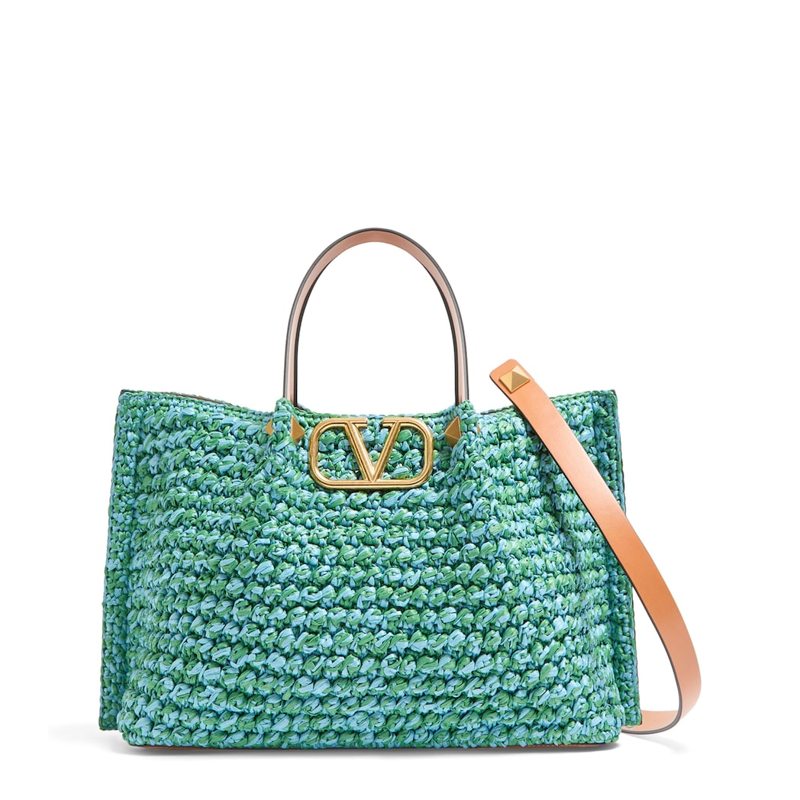 Bolsa Tote Medium Raffia VLogo Signature - Mercado de Luxo - O Maior E-Commerce de Bens, Produtos e Serviços de Luxo do Brasil.