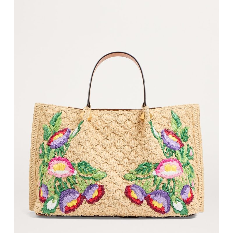 Bolsa Tote Raffia Floral VLogo