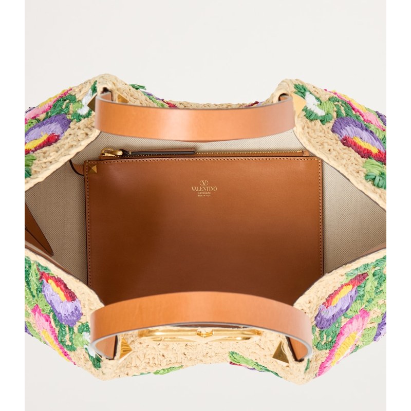 Bolsa Tote Raffia Floral VLogo
