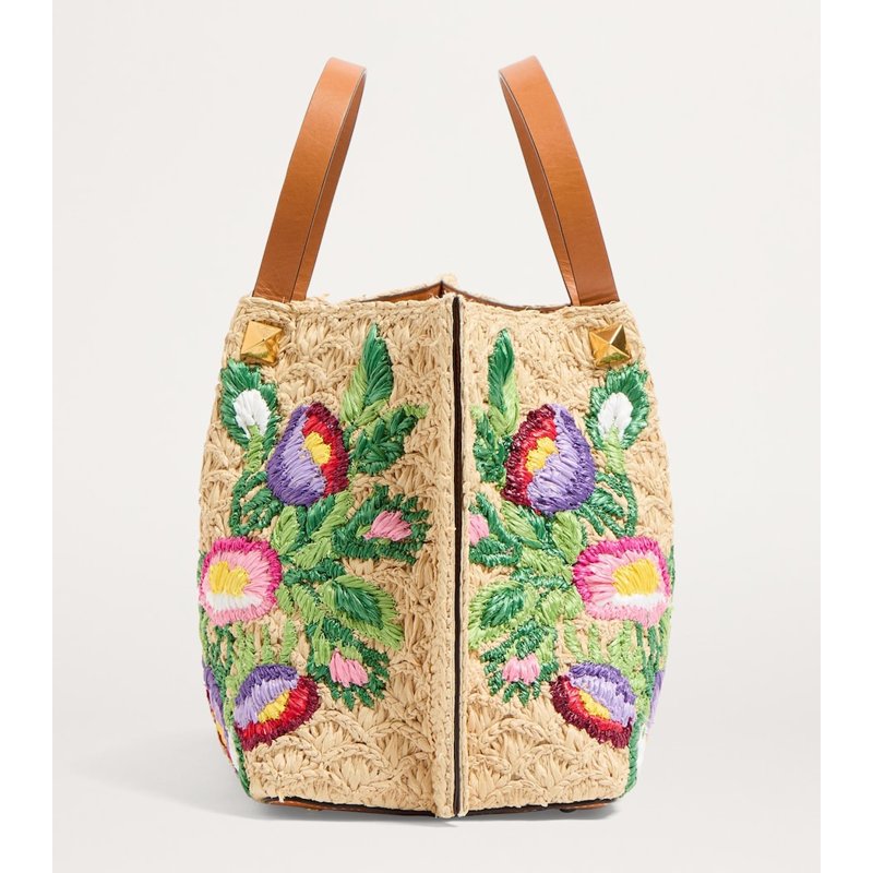 Bolsa Tote Raffia Floral VLogo