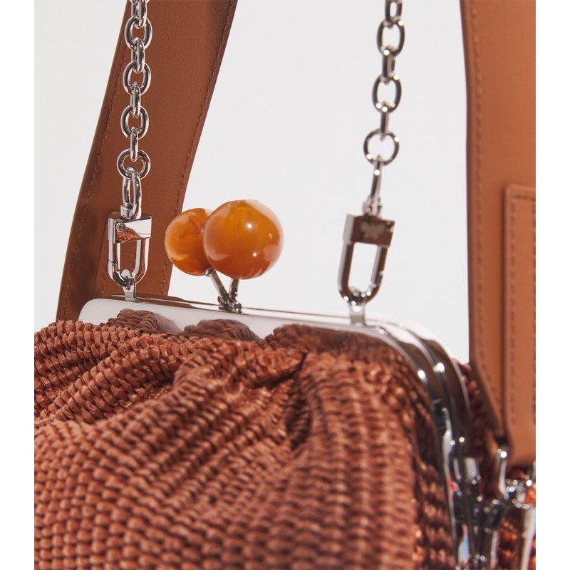 Bolsa Handle Large Raffia-Effect Pasticcino