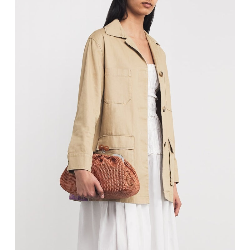 Bolsa Handle Large Raffia-Effect Pasticcino