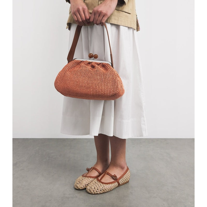 Bolsa Handle Large Raffia-Effect Pasticcino
