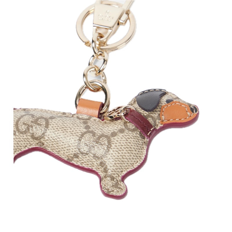 Charms e Acessórios Chaveiro GG Canvas com acabamento em couro