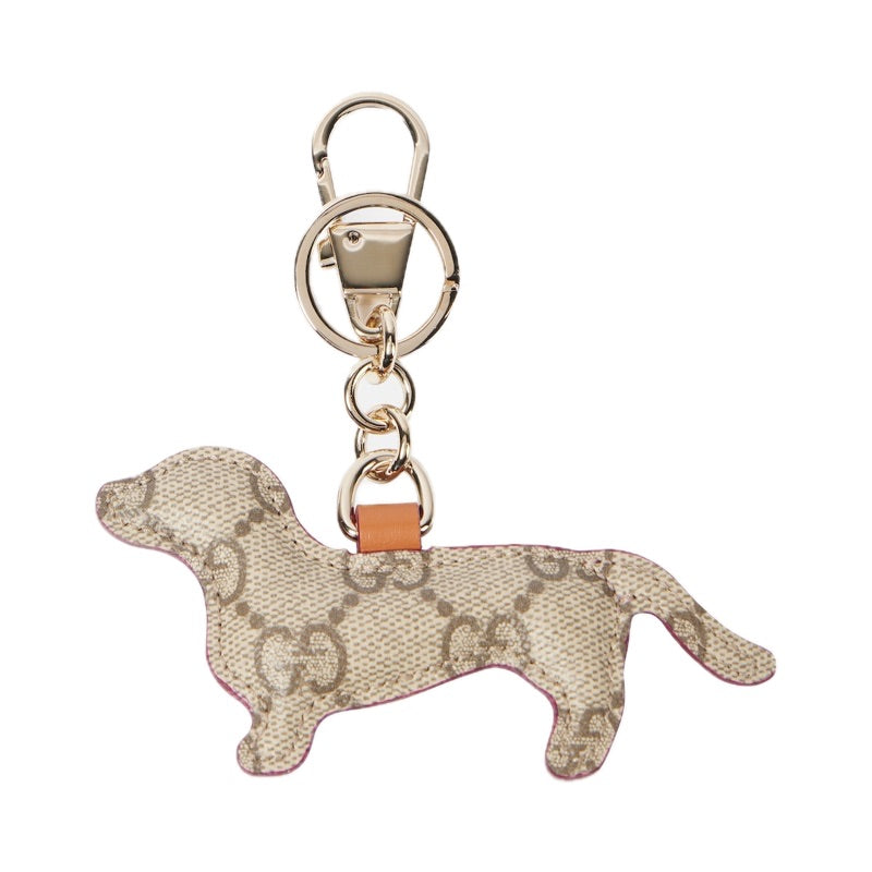 Charms e Acessórios Chaveiro GG Canvas com acabamento em couro