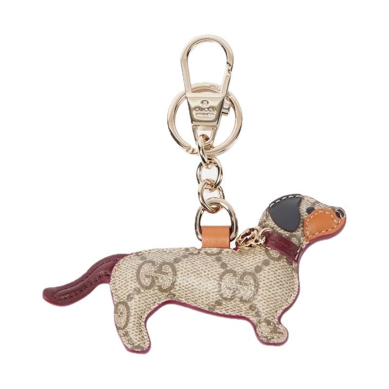 Charms e Acessórios Chaveiro GG Canvas com acabamento em couro