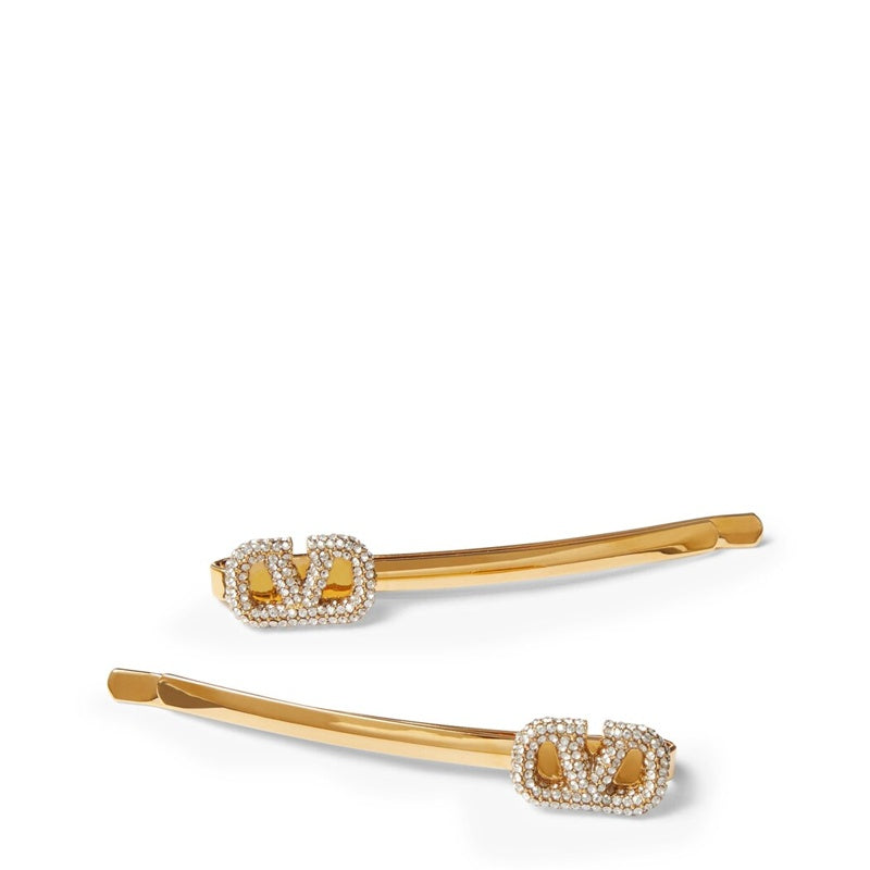 Conjunto de 2 grampos de cabelo VLogo enfeitados - Mercado de Luxo - O Maior E-Commerce de Bens, Produtos e Serviços de Luxo do Brasil.