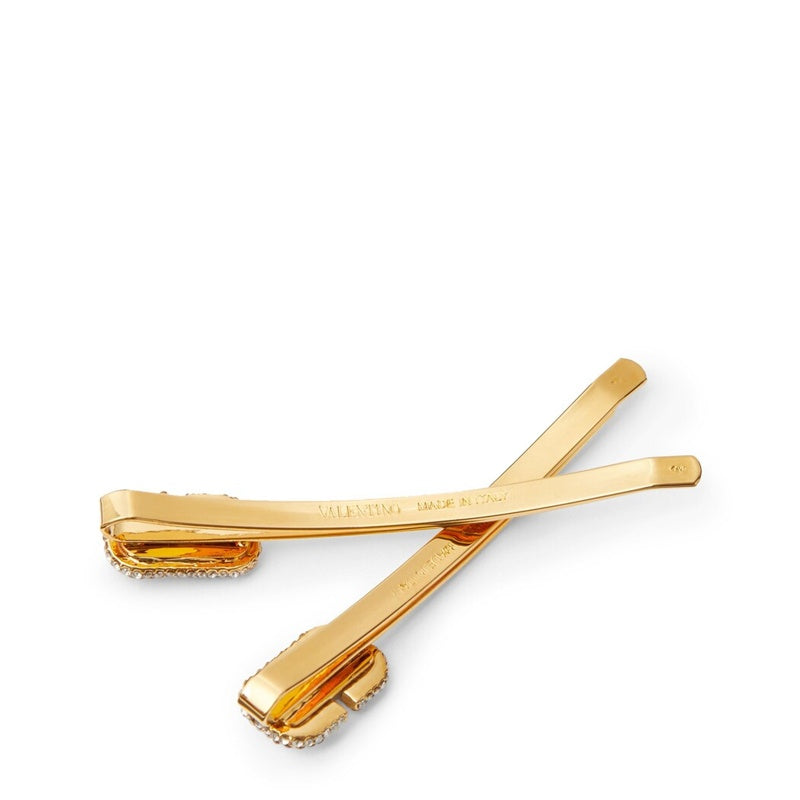 Conjunto de 2 grampos de cabelo VLogo enfeitados - Mercado de Luxo - O Maior E-Commerce de Bens, Produtos e Serviços de Luxo do Brasil.