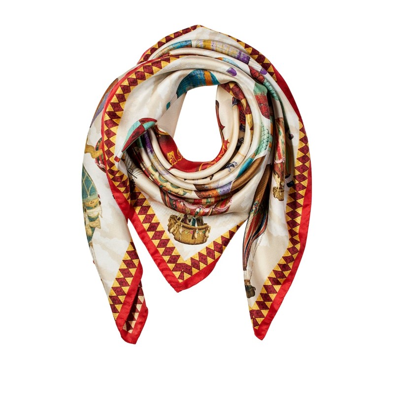 Cachecol de seda com estampa de balão de ar quente - Mercado de Luxo - O Maior E-Commerce de Bens, Produtos e Serviços de Luxo do Brasil.