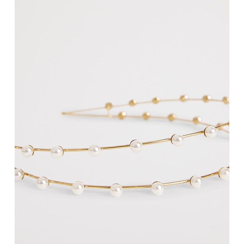 Faixa de cabeça dupla Ayla com enfeites de pérolas - Mercado de Luxo - O Maior E-Commerce de Bens, Produtos e Serviços de Luxo do Brasil.