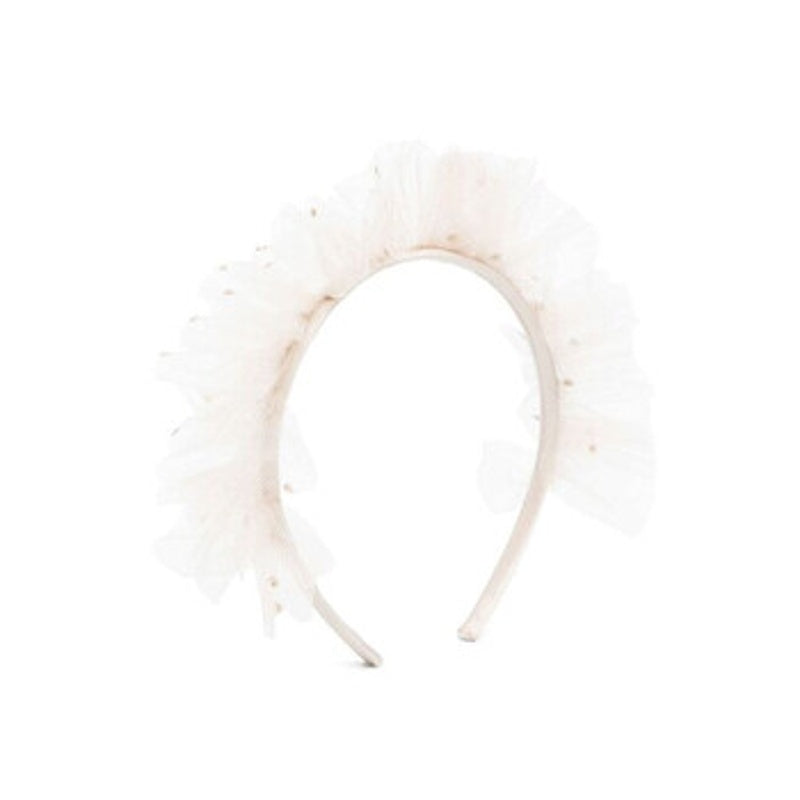 Faixa de cabeça com apliques de tule e bolinhas - Mercado de Luxo - O Maior E-Commerce de Bens, Produtos e Serviços de Luxo do Brasil.