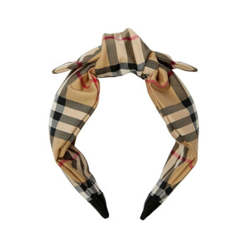 Faixa de cabeça infantil com padrão xadrez vintage e detalhes em nó - Mercado de Luxo - O Maior E-Commerce de Bens, Produtos e Serviços de Luxo do Brasil.