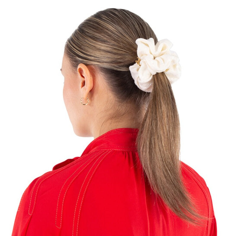 Scrunchie Rayure em Dourado e Branco - Mercado de Luxo - O Maior E-Commerce de Bens, Produtos e Serviços de Luxo do Brasil.