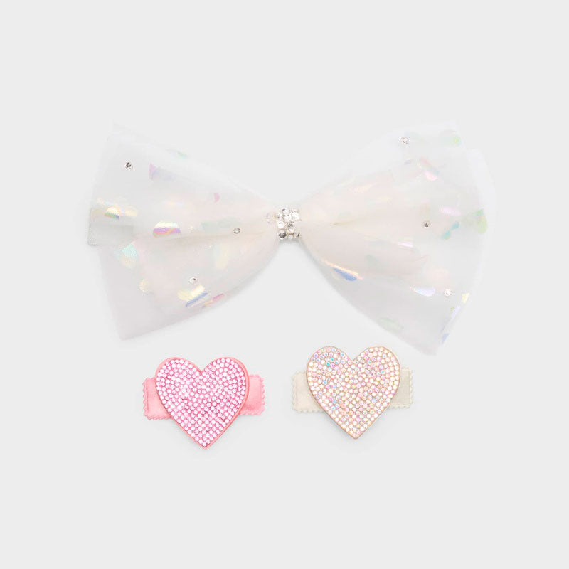 Conjunto de 3 peças de laço multicamadas e clipes de coração para meninas - Mercado de Luxo - O Maior E-Commerce de Bens, Produtos e Serviços de Luxo do Brasil.