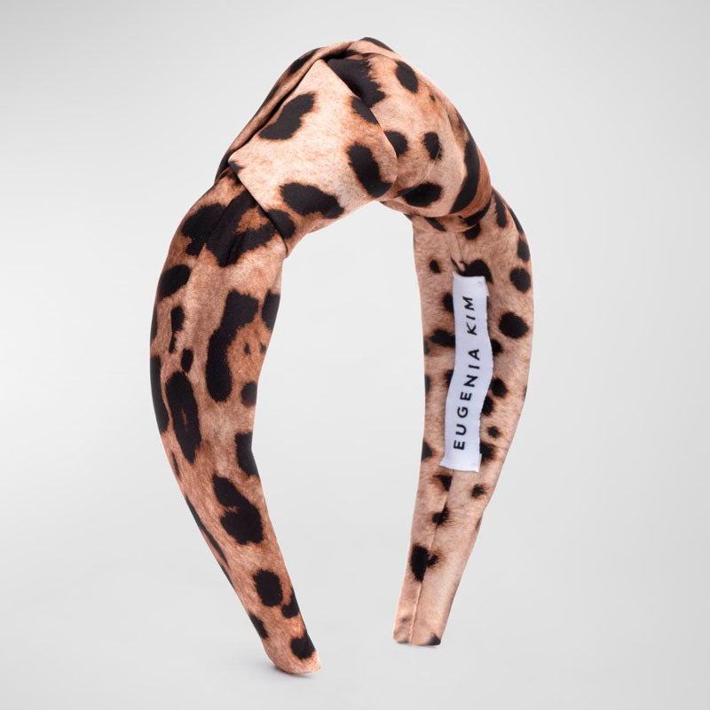 Faixa de cabeça de cetim com nó e estampa de leopardo Karyn - Mercado de Luxo - O Maior E-Commerce de Bens, Produtos e Serviços de Luxo do Brasil.